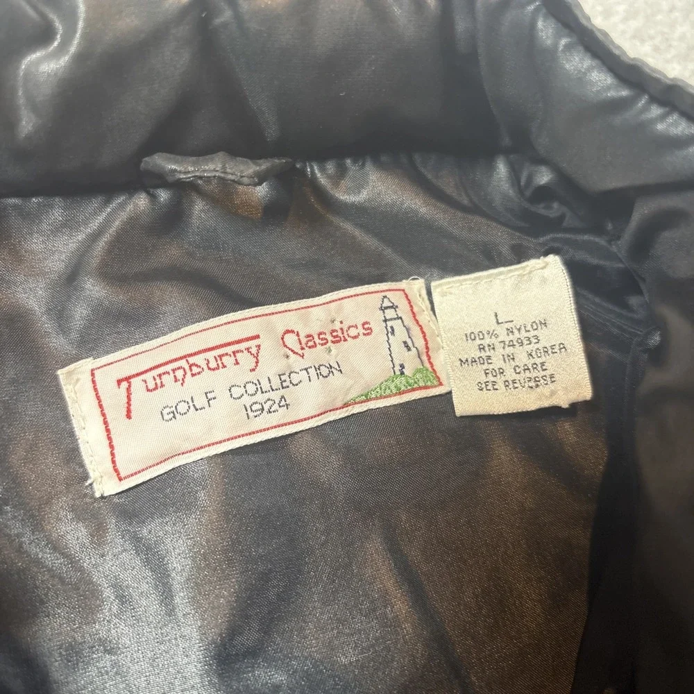 Turnburry Classics Golf 100% Nylon Black Zip Up Jacket Windbreaker Bomber Mens L